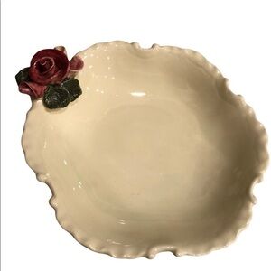 Candy/nut cream colored dish with Rose